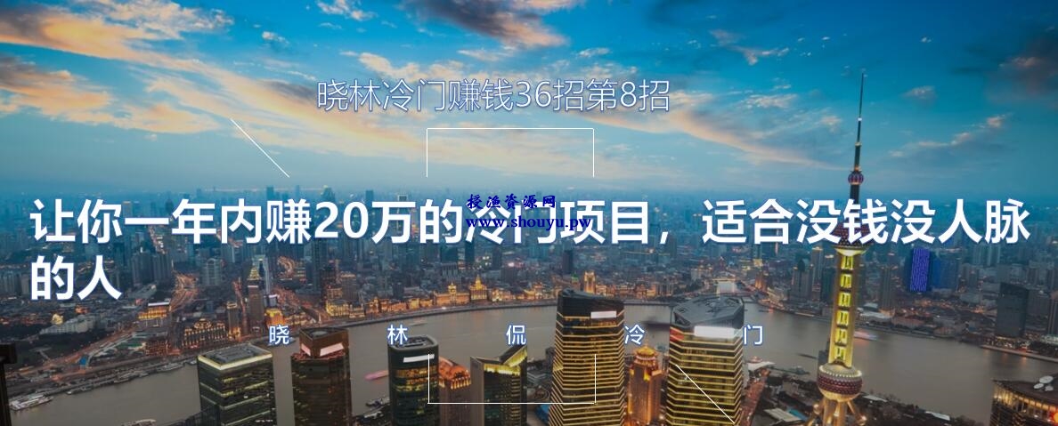 晓林冷门赚钱36招第8招年赚20万的冷门项目，适合没钱没人脉的人【视频课程】