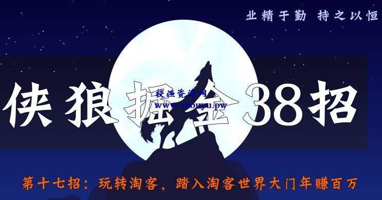 侠狼掘金38招第17招玩转淘客，踏入淘客世界大门年赚百万【视频课程】