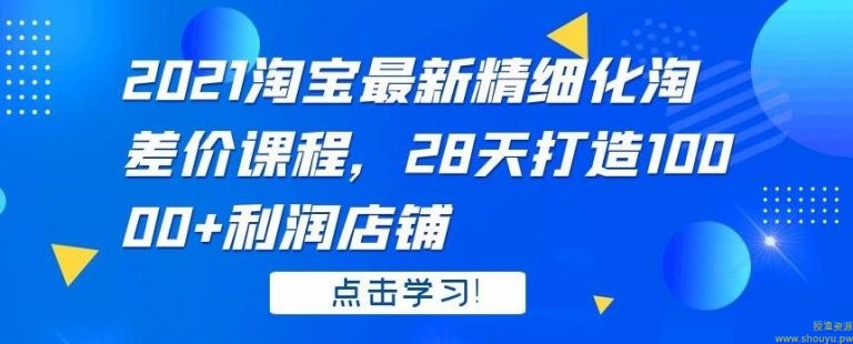 2021淘宝最新精细化淘差价课程，28天打造10000+利润店铺