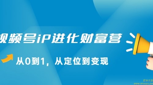 视频号iP进化财富营，从0到1，从定位到变现赚钱