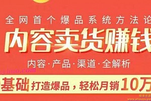 内容卖货赚钱：0基础打造卖爆品，每月轻松躺赚10w+【完结】